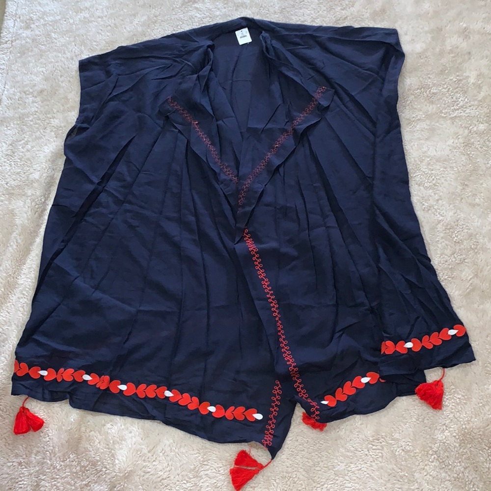 J Crew Blue/Red Swim Suit Cover One Size